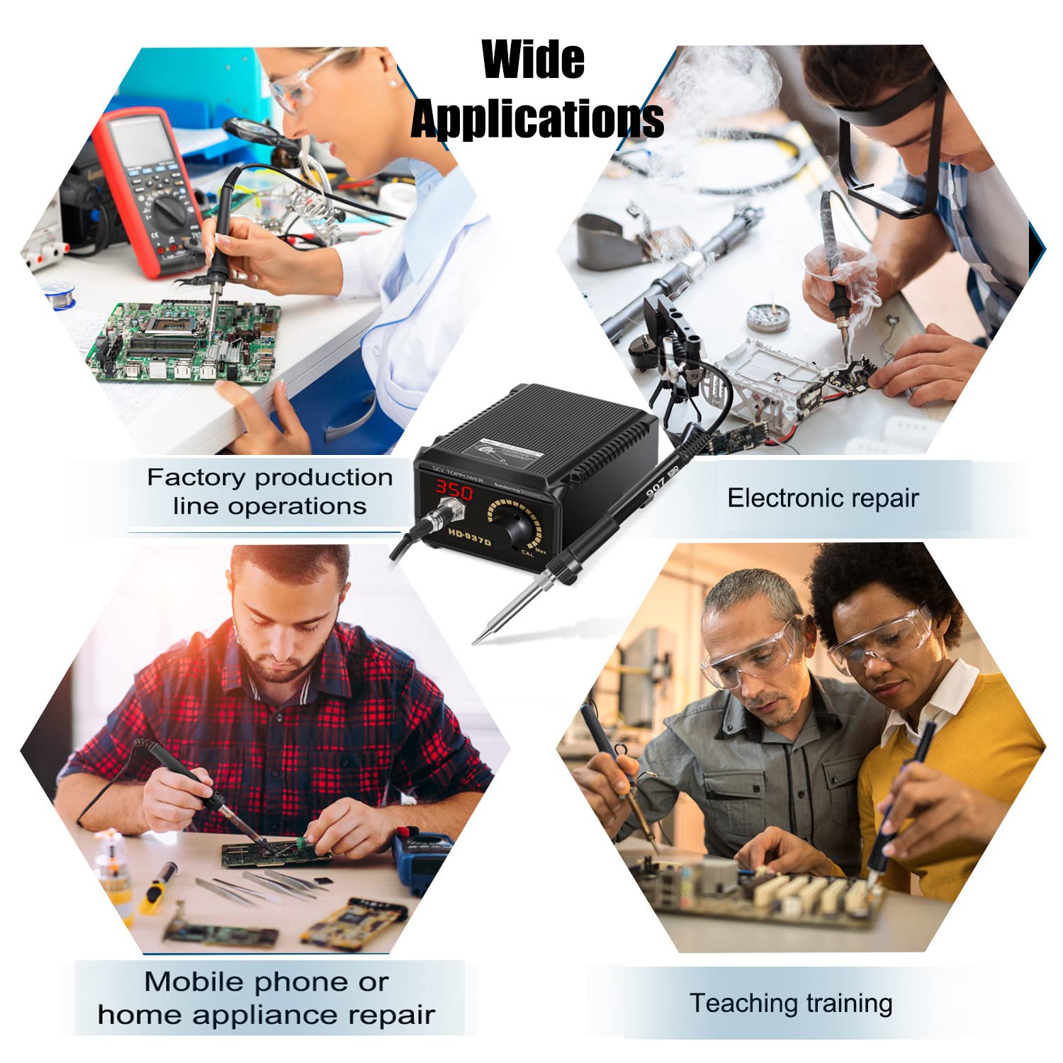 60W Digital Soldering Iron Station Kit，Anti-Static Solder Station，ESD Safe, with °C/°F Display ，DIY Tools - Image 6